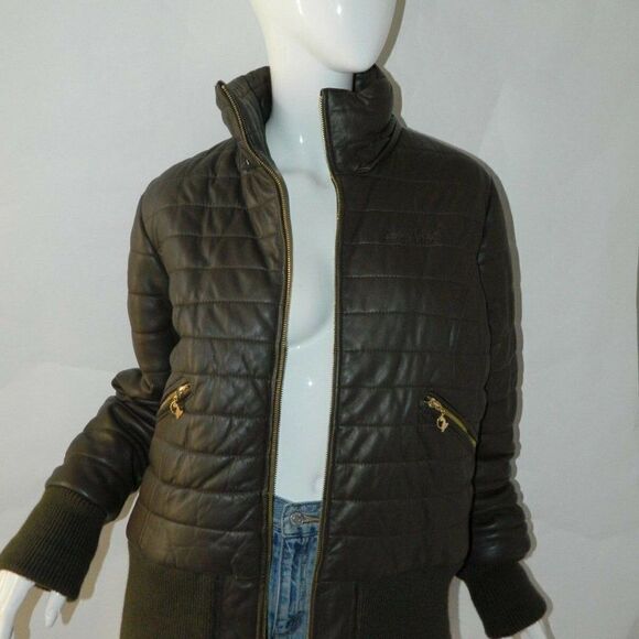 BABY PHAT Jacket Leather Brown Puffer Y2K 90's Vintage Embroidery Cat Logo XXL - Picture 7 of 12